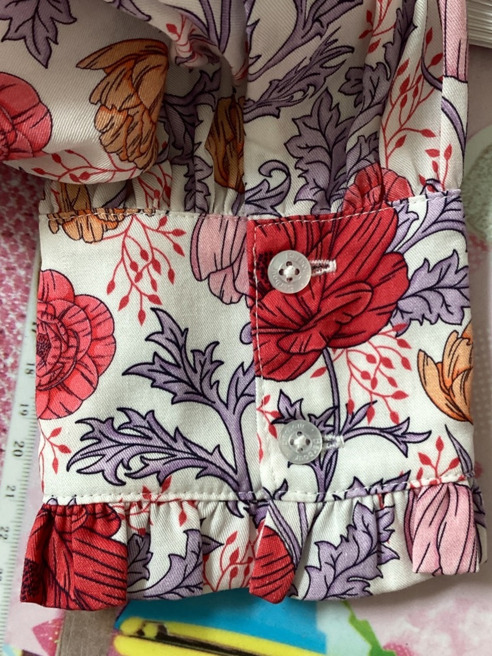 Barbour Red and Purple Floral Button-Up Shirt - Picture 9 of 12